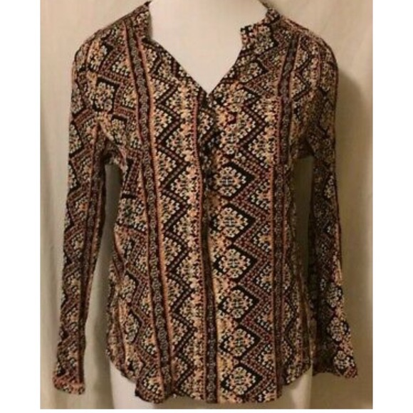 G Collection Large peach & navy blue blouse - Picture 1 of 7